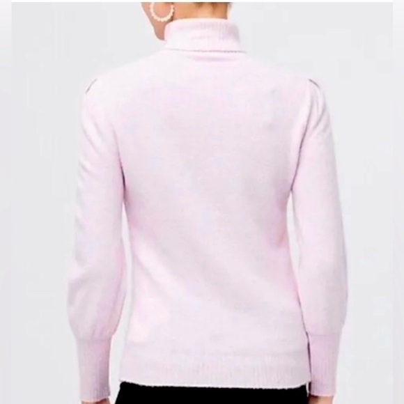 J. Crew Factory Heather Pink Balloon Puff Sleeve Turtleneck, Extra Soft Yarn, S - Picture 3 of 12
